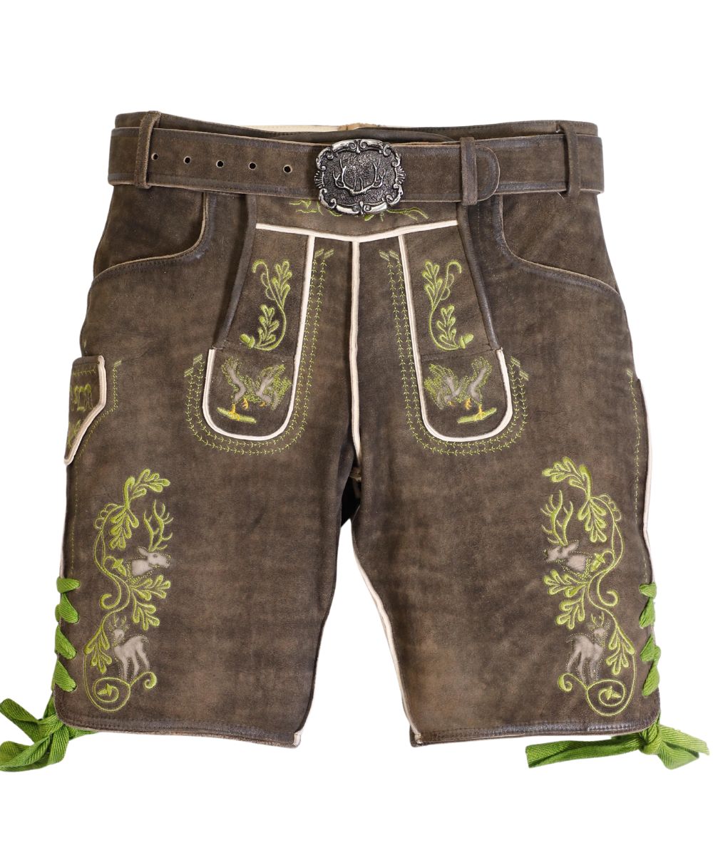 Forest Green Traditional Lederhosen with Embroidery Forest Green Traditional Lederhosen with Embroidery