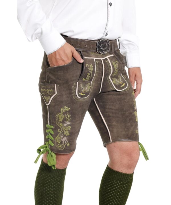 Forest Green Traditional Lederhosen with Embroidery