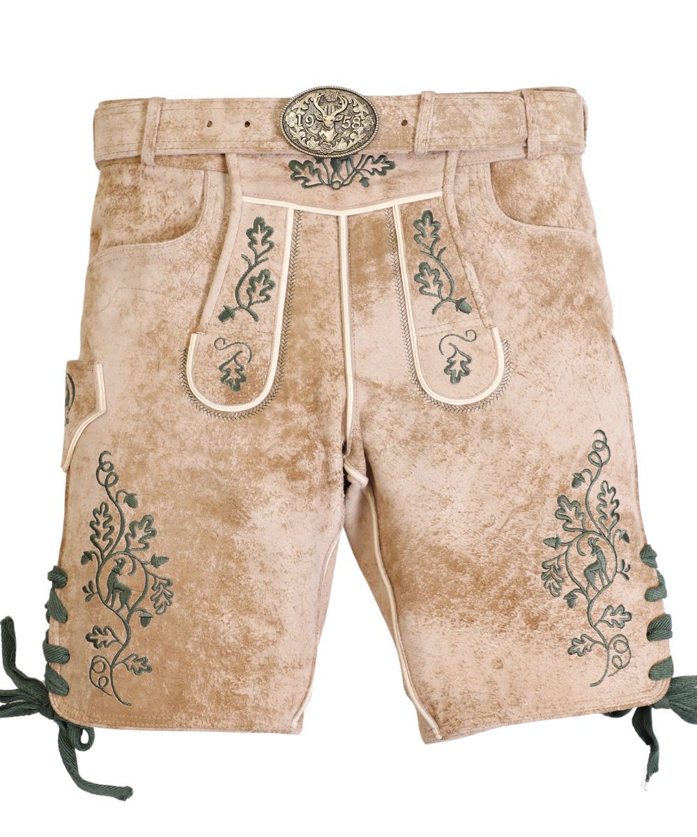 Classic Bone White Leather Lederhosen Shorts Classic Bone White Leather Lederhosen Shorts